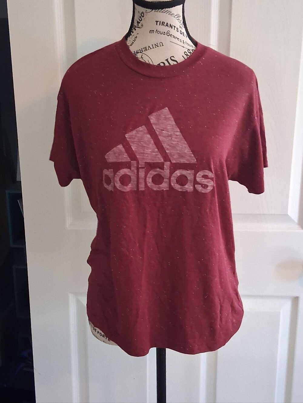 Adidas Classic Logo Womens Burgundy Short Sleeve Tshirt Med